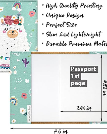 Passport Cover for Kids, Women and Men, Cute Travel Passport Holder (Doodle Lama)