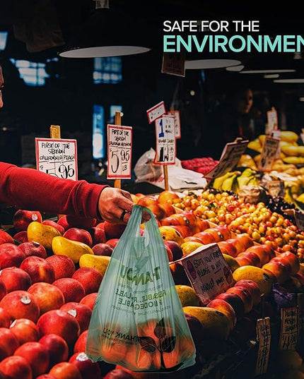 Stock Your Home Eco Grocery Bags Disposable T-Shirt Thank You Bag with Handles for Supermarket, Groceries, Produce, Shopping