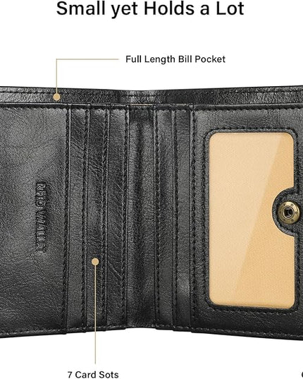 Lavemi Ultra Thin Small Compact Leather Womens Girls Wallets RFID Blocking Credit Card Holder for Women
