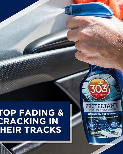 303 Products Automotive Protectant Spray - Helps Prevent Fading & Cracking, Repels Dust, Lint & Staining, Superior UV Protection & Restores Lost Color, Exterior & Interior Car Cleaning Supplies 16oz