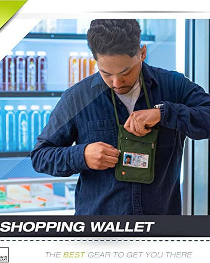 Lewis N. Clark Men's RFID Blocking Stash Wallet, Travel Neck Pouch Passport Holder for Women & Men, Olive, One Size