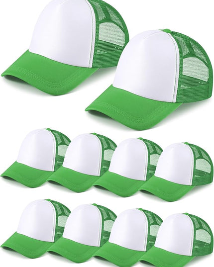 10 Pcs Sublimation Blank Trucker Hats Bulk Mesh Baseball Cap Polyester Mesh Trucker Hat for Men and Women
