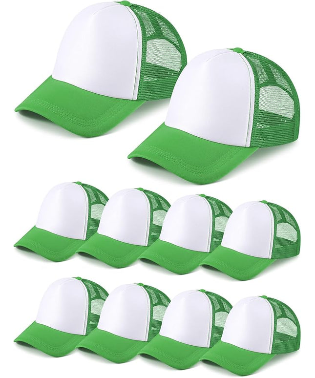 10 Pcs Sublimation Blank Trucker Hats Bulk Mesh Baseball Cap Polyester Mesh Trucker Hat for Men and Women