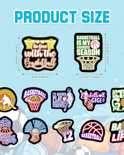 70 PCS Neon Basketball Water Bottle Stickers for Kids, Glow in The Dark Vinyl Decals for Laptop Skateboard Phone Case, Teens Adults Boys Girls Colorful Sports Decor