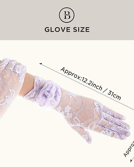 BABEYOND Lace Gloves Women - Floral Opera Gloves Stretchy Elegant Tea Party Accessories for Wedding Prom Evening Party