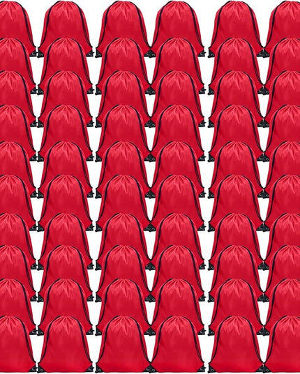 GoodtoU Drawstring Bags Bulk, 60 Pcs Draw String Bags Cinch Bag Drawstring Gym Bag Sackpack Backpack for Women Men, Red