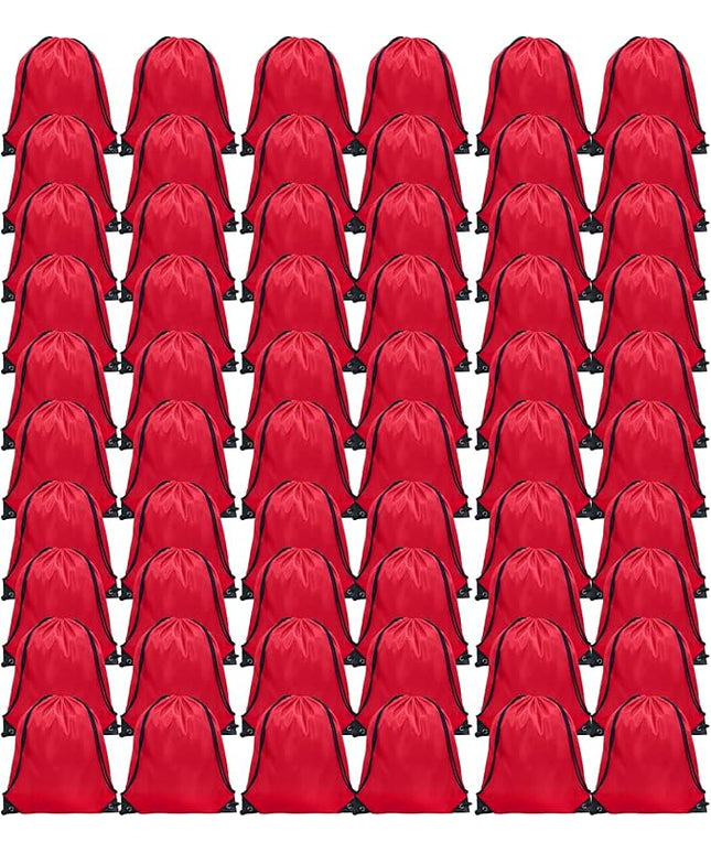 GoodtoU Drawstring Bags Bulk, 60 Pcs Draw String Bags Cinch Bag Drawstring Gym Bag Sackpack Backpack for Women Men, Red