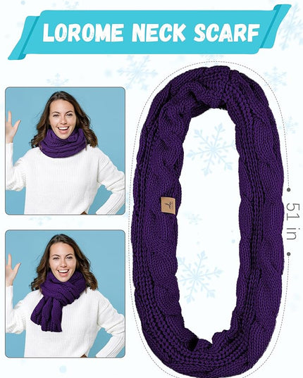 Winter Beanie Hat Scarf Gloves, Warm Fleece Knit Hats Touch Screen Gloves Neck Scarf Set Winter Gifts for Unisex Adult