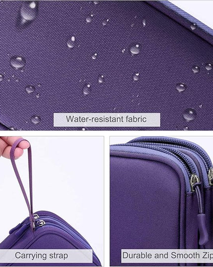 FYY Electronic Organizer, Large Travel Cable Organizer Bag Pouch Electronic Accessories Carry Case Portable Waterproof Double Layers All-in-One Storage Bag for Cable, Cord, Charger, Purple