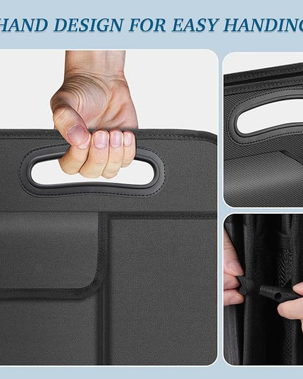 Trunk Organizer, Collapsible Waterproof Multi-Compartment Trunk Organizer for SUVs & Sedans, Car Storage with Reinforced Handles, Car Accessories for Women and Men, 52L