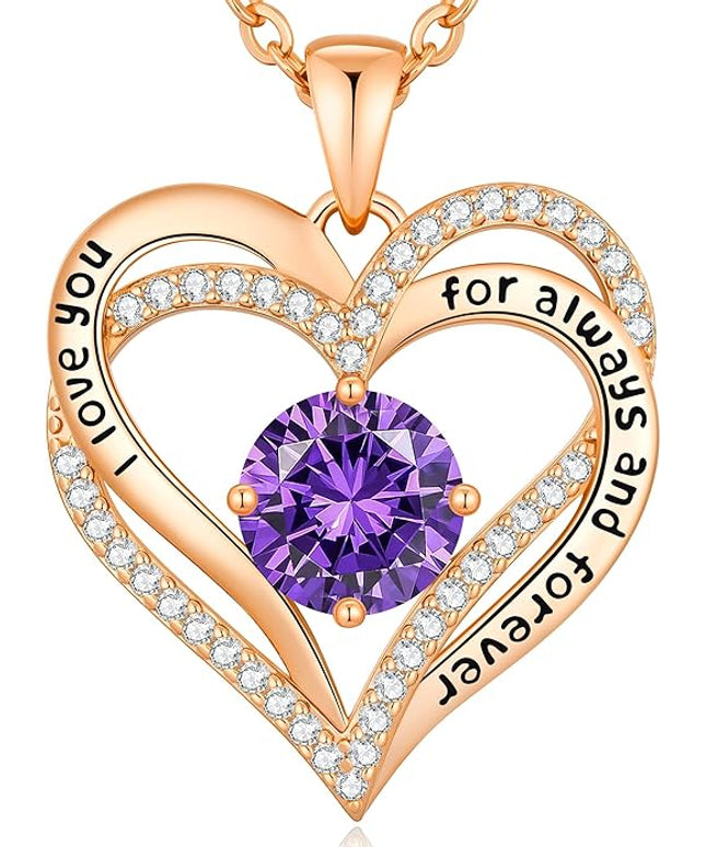 CDE Forever Love Heart Necklaces for Women, Wedding Anniversary, Birthday Mothers Day Christmas Day Gifts for Mom, Mother, Wife, friend, S925 Silver Jewelry with Birthstone Pendant