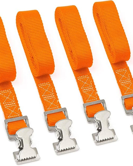 PowerTye 1in x 4ft Utility Lashing Strap - Made in USA - 150 lb. Working Load Limit / 450 lb. Breaking Strength, Orange (4-Pack)