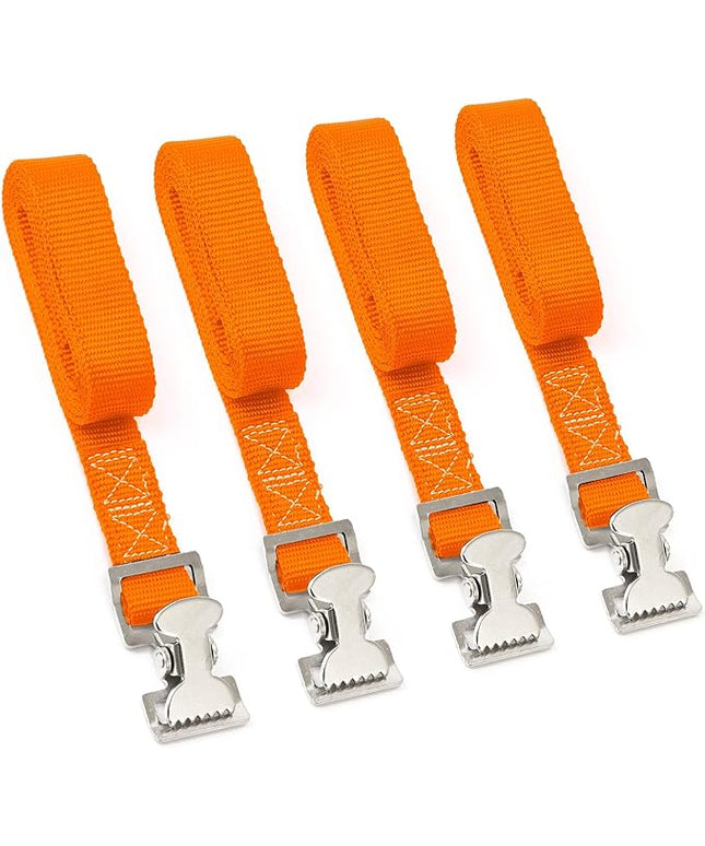PowerTye 1in x 4ft Utility Lashing Strap - Made in USA - 150 lb. Working Load Limit / 450 lb. Breaking Strength, Orange (4-Pack)