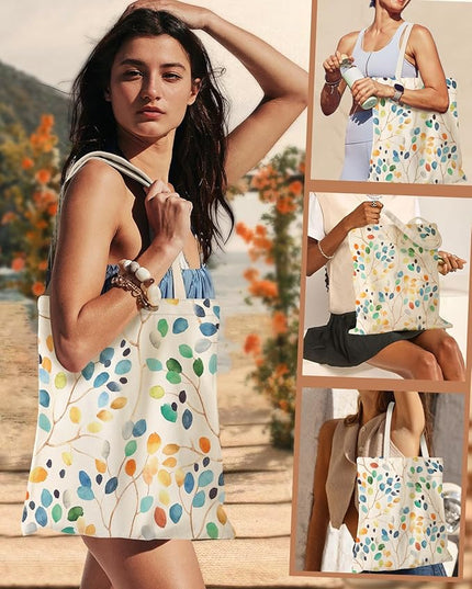 Aesthetic Canvas Tote Bag for Women - Sturdy Cloth Cotton Totes Bag with Pattern Shoulder Bag
