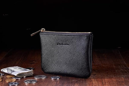Chelmon Vegan Leather Coin Purse Pouch Change Purse With Zipper For Men Women
