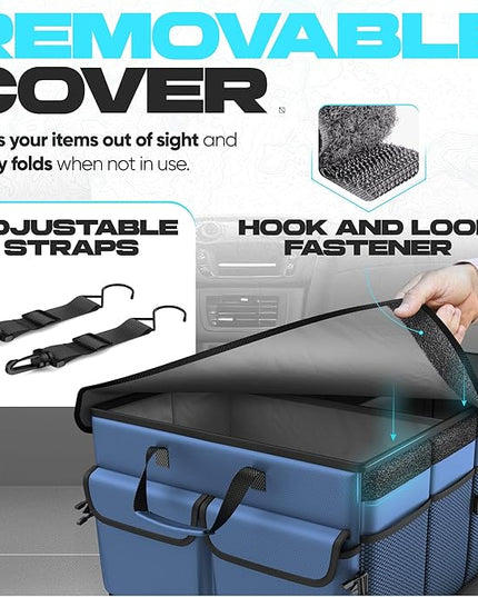 FORTEM Trunk Organizer For SUV Car Trunk Organizer, Foldable Storage, Car Accessories for Women Men, Collapsible Bag, Perfect Christmas Gifts, 600D Oxford, Non Slip Bottom, Straps, Soft Cover (50L)