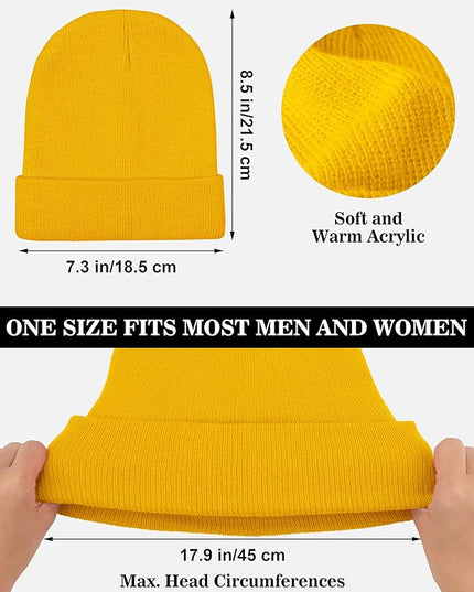 Cooraby 12 Pack Knitted Winter Beanie Cold Weather Acrylic Warm Skull Cap Cuff Watch Hat for Men or Women Homeless Donation