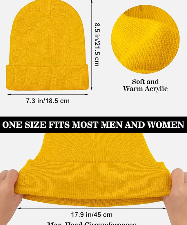 Cooraby 12 Pack Knitted Winter Beanie Cold Weather Acrylic Warm Skull Cap Cuff Watch Hat for Men or Women Homeless Donation