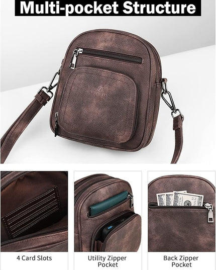 FADEON Small Purses for Women Crossbody Bags, Designer PU Leather Mini Cross Body Purse Travel Shoulder Bag Card Slots