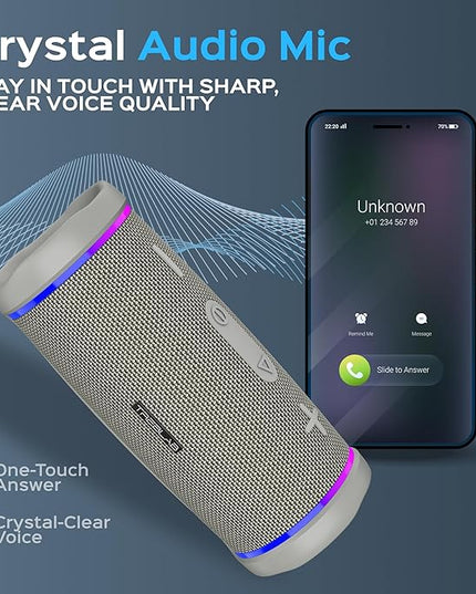 TREBLAB HD77 Bluetooth Speaker, 30W Portable Wireless Speaker with 360° Stereo Sound & Deep Bass, IPX7 Waterproof Outdoor Bluetooth Speaker, 20H Battery, TWS Pairing for Home, Beach, Pool, Camping