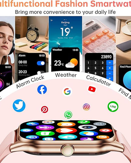 Smart Watches for Women Men , 2.0" HD Touchscreen Fitness Tracker, Bluetooth Calls/Notifications, IP68 Waterproof, 100+ Sport Modes Fitness Watch, Heart Rate Sleep Monitor Smartwatch for Android iOS