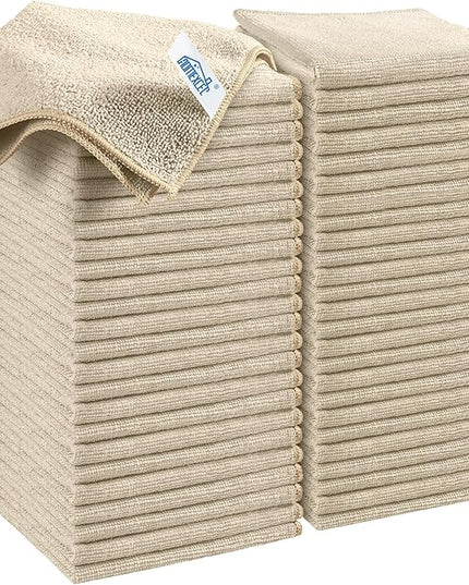HOMEXCEL Brown Microfiber Cleaning Cloth, 50 Pack Cleaning Towels for Kitchen, Lint Free, Scratch-Free, Highly Absorbent, and Reusable Cleaning Rags for House, Window and Glass, Cars, 11.5 X11.5 inch