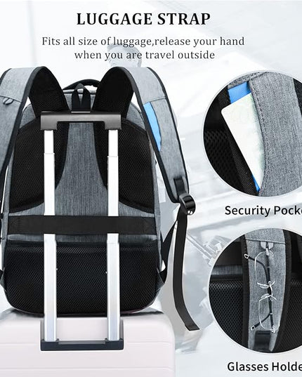 DUSLANG Travel Work Laptop Backpack With USB Charging Port Fits 15.6 15 14 13 Inch Laptop and Notebook Business Anti Theft College Computer Bag Back Pack for Women Men - Dark grey