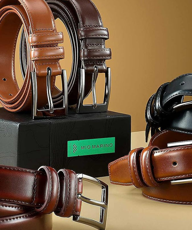 Marino’s Premium Belt Men, Genuine Leather Dress Belt for Men, Casual Mens Belt in Gift Box