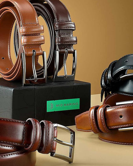 Marino’s Premium Belt Men, Genuine Leather Dress Belt for Men, Casual Mens Belt in Gift Box