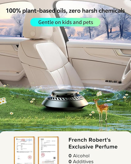 Ceeniu 2025 New UFO Car Air Freshener, Solar Powered Auto Rotary, Aluminum Alloy, Supports DIY perfumes, Natural French Fragrance, Cologne & Mint Ice Scent, Two Oils, F21 Aroma Diffuser, Car Fragrance