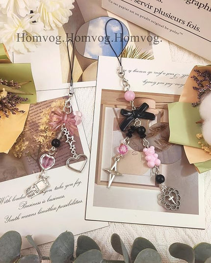 1-4PCS Cute Phone Charms Aesthetic Y2K Cell Phone Charms Strap Strawberry Butterfly Star PhoneCharm Y2K Accessories for Bag Keychain Airpods Camera Pendants Decor