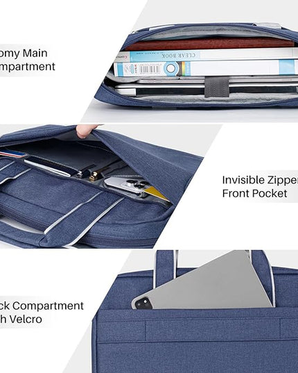 15.6 16 Inch Laptop Shoulder Bag for Men Women,Waterproof Computer Carrying Case Messenger Bag with Strap,Laptop Briefcase for 14-15-16 Inch MacBook/Chromebook/Notebook Hp Dell Acer Asus,Blue
