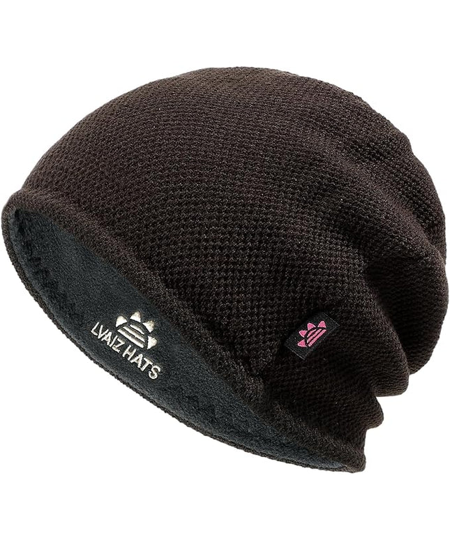 Lvaiz Mens Winter Beanie Hat Warm Fleece Lined Skull Cap for Men Reversible Women Windproof Watch Hat Knit Warm Unisex Beanie