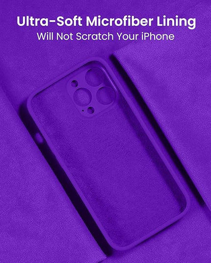 FireNova Designed for iPhone 13 Pro Max Case, Silicone [Camera Protection] Phone Case with [2 Screen Protectors], Soft Anti-Scratch Microfiber Lining Inside, 6.7 inch, Neon Purple