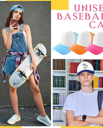 Hercicy 40 Pack Sublimation Blank Trucker Hat Bulk Baseball Cap Adjustable Mesh Unisex Polyester Hat Heat Transfer