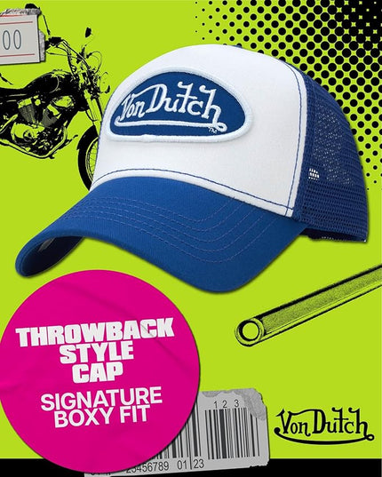 Von Dutch Unisex Trucker Hat - Curved Bill Mesh Back Retro Classic Adjustable Snapback Baseball Cap for Men and Women