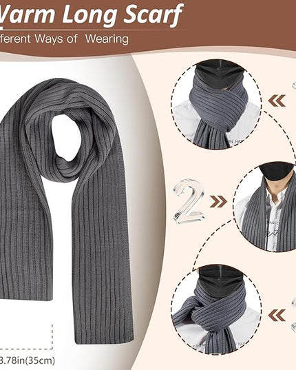 Men Women Winter Beanie Hats Scarf with Touchscreen Gloves Warm Knit Themal Gloves Long Scarf Set with Fleece Lined