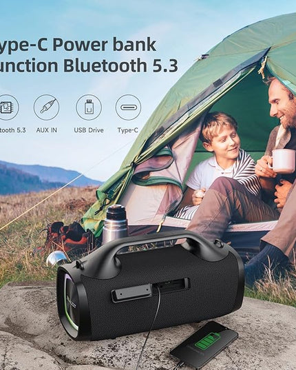 ZEALOT Bluetooth Speaker, 110W Peak(100W) Booming Sound Speakers Wireless, Dual Pairing, XBass, Bluetooth 5.3, 24000mAh Power Bank, Portable Outdoor Waterproof Speaker for Camping, Beach and Party
