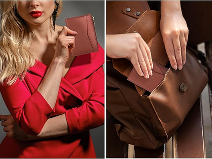 Oak Leathers Leather Wallet For Women - Small RFID Coin Purse Credit Card & ID Holder for Ladies, Gift for Women's, Bifold Wallets (Nappa Cognac)