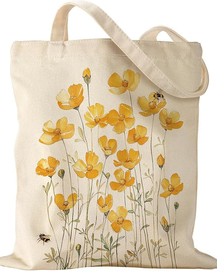 Aesthetic Canvas Tote Bag - Reusable Shoulder Tote Bag for Women Lady Casual Vacation, Shopping, Work, Gym