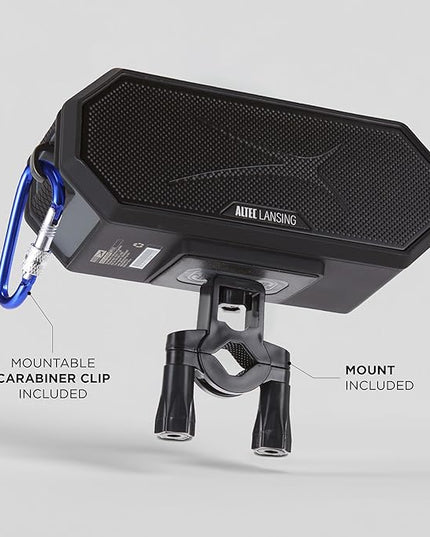 Altec Lansing Loud Portable Speakers Bluetooth Wireless Waterproof - MultiColor LED, 20 Hour Playtime, Mount Included | HydraBLAST 2.0 Magnetic Bluetooth Speaker for Travel, Home and Outdoor Adventure