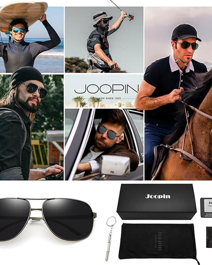 Joopin Polarized Metal Aviation Sunglasses Men, Classic Military Sun Glasses Women, Rectangle Shades UV400 Protection Costume