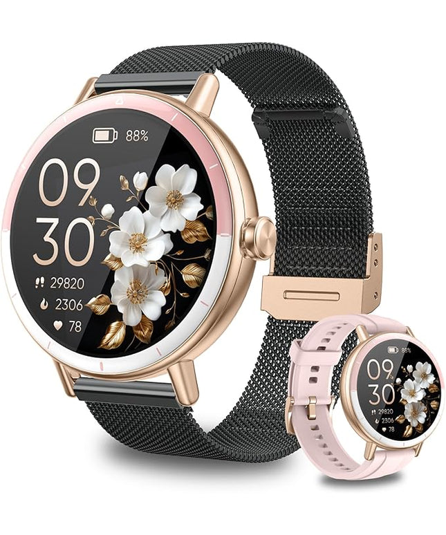 KEEPONFIT Smart Watch for Men/Women Android & iPhone, 1.27" Touch Screen Fitness Tracker with Answer/Make Calls, IP68 Waterproof Heart Rate/Sleep/SpO2 Monitor, Pedometer, 100+ Sport Modes