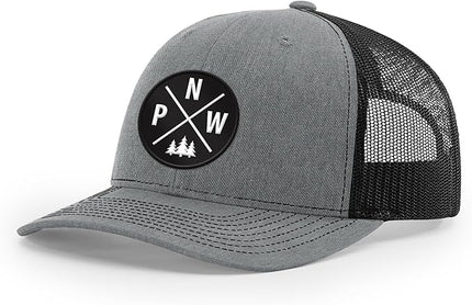 Pacific Northwest Baseball Snapback Trucker Hats with Leather Patch for Men and Women PNW Gifts Outdoor Camping Hiking Cap