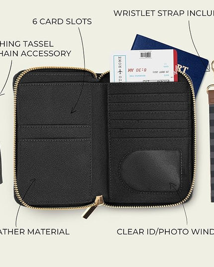 Beautiful Passport Holder for Travel with Wristlet Strap - All-in-One Wallet for Women with Card Slots and Tassel Keychain - Perfect Case to Keep Your Travel Documents Organized & Safe