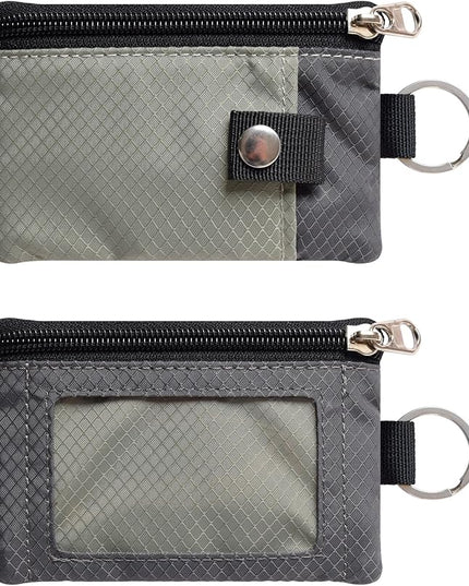 Minimalist RFID Blocking Small Wallet with ID Window,WaterResistant Zip Id Case Wallet with Lanyard Keychain for Cards,Cash,Travel,Women,Men