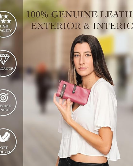 Lavalen Leather Purses for Women - Elegant Ladies Purse - RFID Wallet for Women - Leather Handcrafted Ladies Wallet - Small & Colourful with Coin Pocket & Cards - For daily Use - Box for Gift.