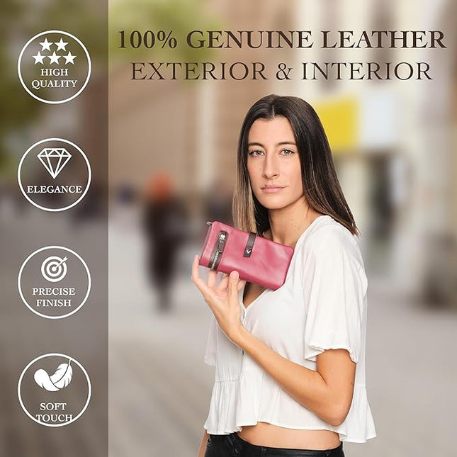 Lavalen Leather Purses for Women - Elegant Ladies Purse - RFID Wallet for Women - Leather Handcrafted Ladies Wallet - Small & Colourful with Coin Pocket & Cards - For daily Use - Box for Gift.