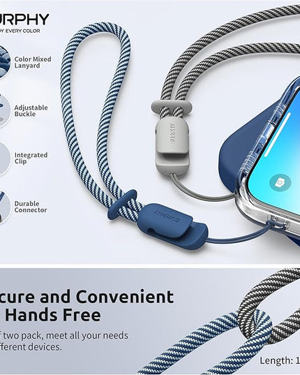 SURPHY 2 Pack Phone Lanyard for Cellphone Case, Phone Wrist Strap for Case, Cellphone Strap with 2-Color Braided, Charm Wrist Lanyard for Women and Men, Blue Jay & Gray