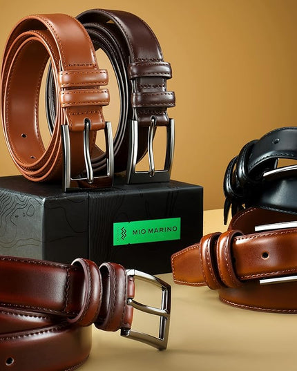 Marino’s Premium Belt Men, Genuine Leather Dress Belt for Men, Casual Mens Belt in Gift Box